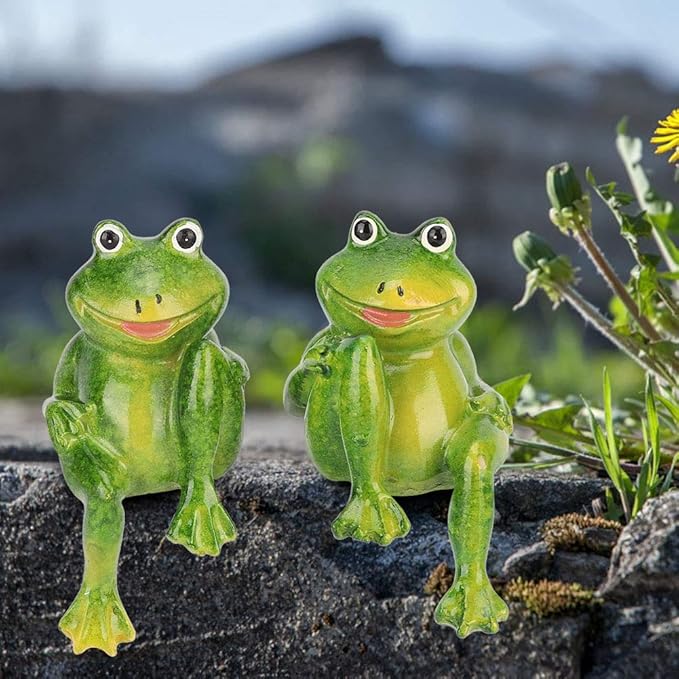 GLOGLOW Handcrafted Animal Decoration, 2pcs Cute Resin Sculpture Courtyard Garden Outdoor Garden Ornament Park Villa Landscape for Home Desk