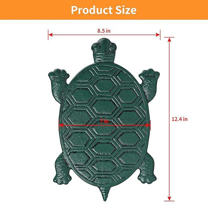 Tortoise Stepping Stone, Cast Iron Turtle Paver, Decorative Garden Flagstone for Lawn, Yard, Walkway, Flower Bed (Green)