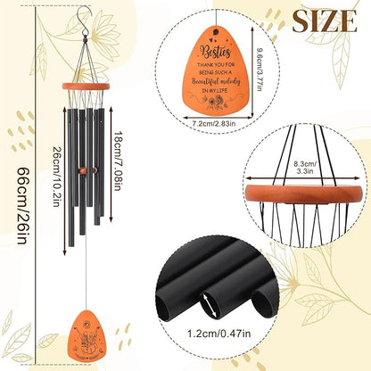 Best Friend Birthday Gifts, Wooden Wind Chimes for Garden Special Friend Gifts for Women Men with Envelope, Outdoor Wind Chimes with Pendant Presents Unique Friendship Gift for Besties, BFF