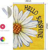 CROWNED BEAUTY Summer House Flag Daisy Double Sided 28x40 Inches Large Burlap Seasonal Welcome Yard Porch Decoration for Outside (Yellow)