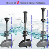 Pond Filter with Pump Fountain Kits, Submersible Pump Pond Fountain Koi Pond Filters for Outdoor Pond,3 Water Patterns Decoration Garden Pond Landscape With Color Light,660GPH 110V Corded Electric
