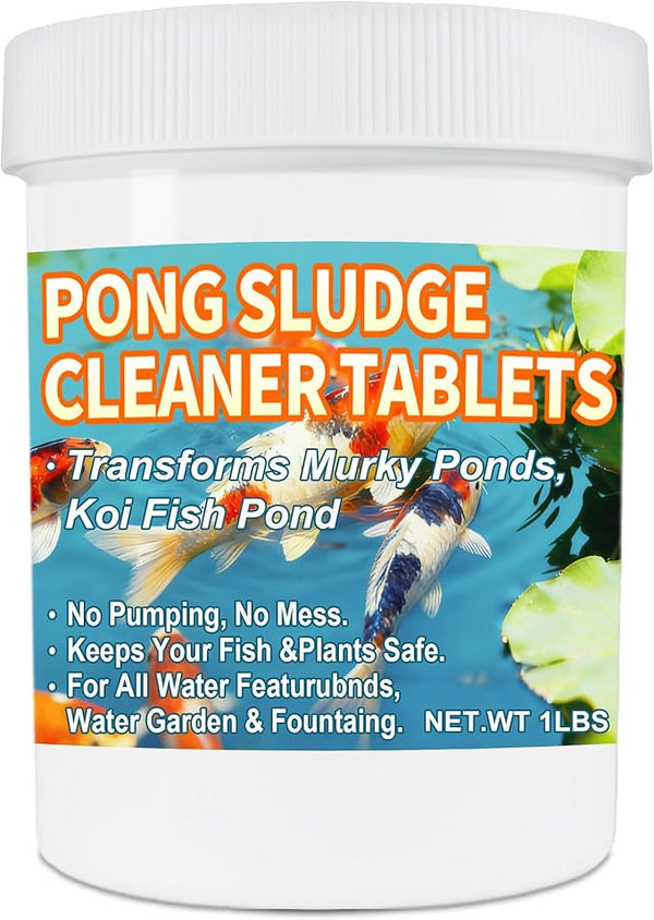 Muck Reducer - 1LB Natural Muck Sludge Solution Tablets, Optimize Up to 6,000 Sq Ft, Pets and Swimming, Odor Control for Ponds & Lakes - Safe for Fish