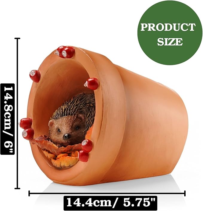 Muldale Hedgehog Garden Statue Solar Light - Hedgehog Ornament Outdoor - Solar Powered Yard Decor for Outside - Hand Painted Floral Light Up Ornament 5.75"