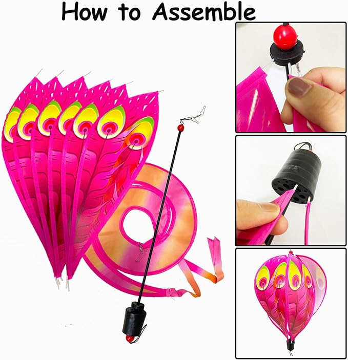 4 PCS Hot Air Balloon Wind Spinners Colorful Wind Spinner Fish Bubble Wind Sculptures Peacock Garden Spinner Wind Socks Rotating Wind Twister Spiral Spinner Hanging for Yard Garden Outdoor Decor