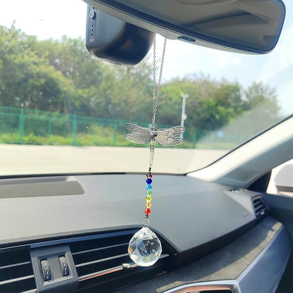 Crystal Sun Catcher Rear View Mirror Accessories, Colorful Crystals Suncatcher Car Mirror Hanging Accessories Car Decor, Hanging Ornament for Window Home Garden etc.