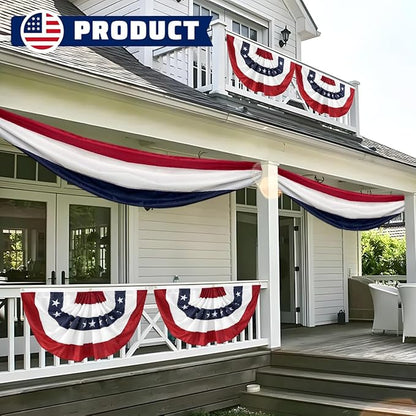 3x30Ft Patriotic Bunting 4th of July Decor Outside Red, White & Blue Stripe Bunting Banner Decor Memorial Days Veterans Day Celebration USA Bunting Outdoor Porch Garden