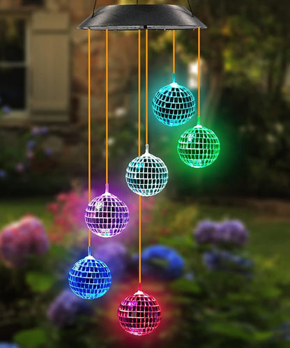 Purtuemy Solar Wind Chime for Porch Decor, Solar Lights Outdoor Decorative for Garden and Patio, Birthday Gifts for Women Mom Grandma