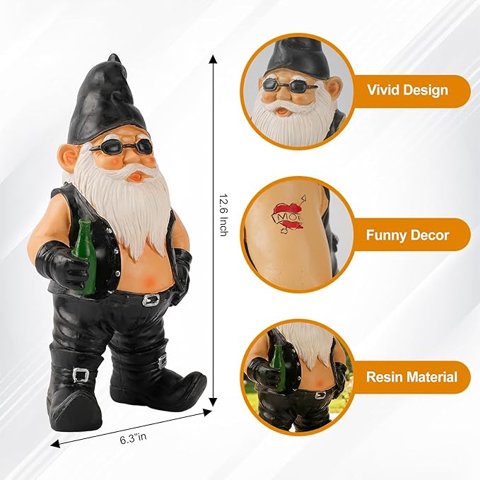 Teaeeno Funny Garden Gnomes Statues - Gnome Sculpture Decor, Gnome Gifts Figurines for Women, Best Gifts for Men, Lawn Ornaments for Yard