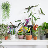 Bird Butterfly Flower Plant Pot Stake Decoration, 4.7 Inch 2D Colorful Acrylic Bird Butterfly Garden Ground Insert Decor, Outdoor Yard Lawn Pathway Patio Art Ornaments, Gifts for Mom (E)