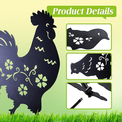 Chicken Metal Garden Stakes Decorative Chicken Gifts for Women/Men,Black Silhouette Statues for Yard Art,Outdoor Decor,Outside,Patio,Lawn Ornaments,Garden Decorations