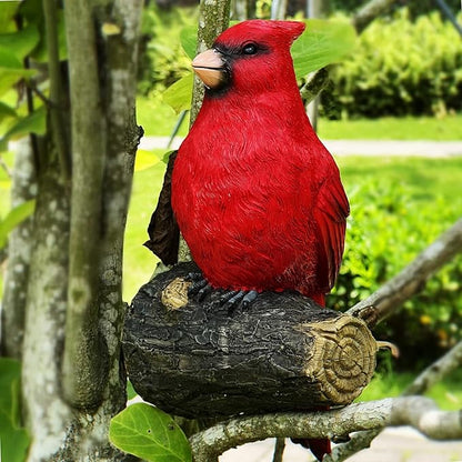 Tree Hugger Cardinal, Garden Statues Resin Large Red Bird Garden Peeker Decor Figurine Hanging Tree Face Sculpture Yard Ornaments
