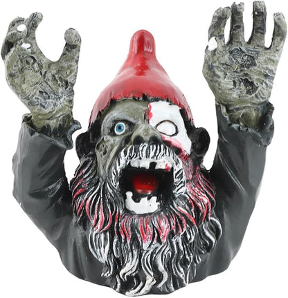 Zombie Garden Gnomes Zombie Dwarf, Garden Statue Sculpture Evil Scary Outdoor Halloween Decoration Ornament Horror Zombie Dead Gnome Zombie Gnome for Indoor and Outdoor Patio Use