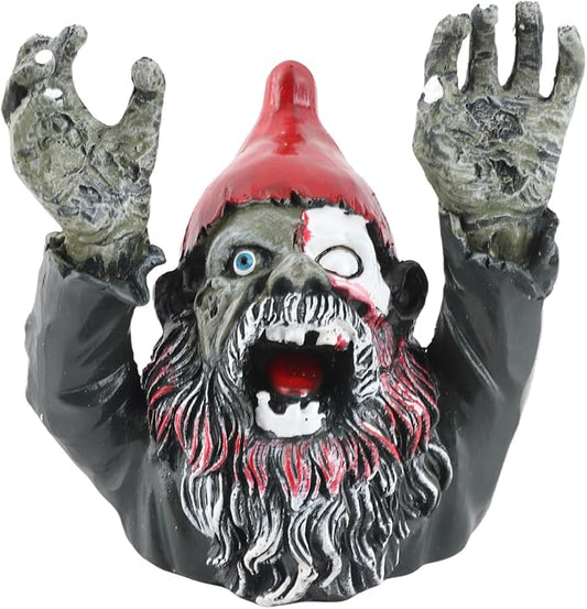 Zombie Garden Gnomes Zombie Dwarf, Garden Statue Sculpture Evil Scary Outdoor Halloween Decoration Ornament Horror Zombie Dead Gnome Zombie Gnome for Indoor and Outdoor Patio Use