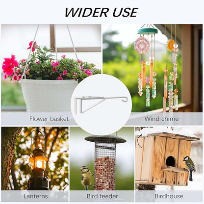 Adjustable (0.9-3") Vinyl Fence Hooks for Hanging Plants, Over the Railing Fence Plant Hangers Outdoor, White Heavy Duty Coated Steel Patio Hooks for Hanging Bird Feeders, Lights, Basket, Pool Tools