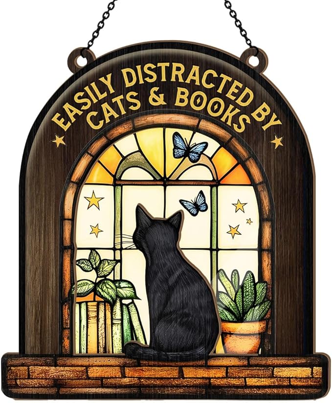 Jesuspirit - Window Hanging Suncatcher – Crystal Clear Acrylic & Wood Sun Catcher for Home Decor, for Women (Your Book Nook, 8 Inches)