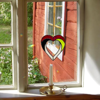 Heart Stained Glass Suncatchers for Windows Hangings,Heart Sun Catcher Decor Crystal Bead Ornaments,Home Decor,Birthday Gift for Men,Women,Father,Grandpa,Grandma