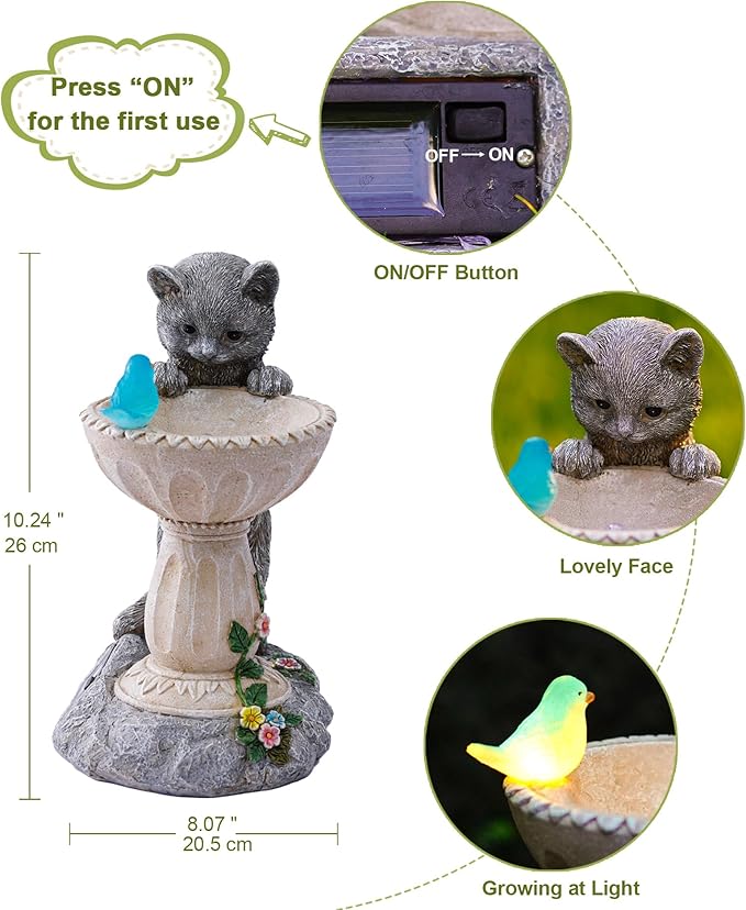 Cat Statues for Bird Bath: Outdoor Sculptures for Garden Lawn Patio Yard Balcony Porch - Unique Gifts for Mother Grandma Women