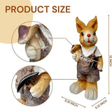 15 inch Resin Bunny Garden Statue, Labor Day Gardener Rabbit, Rabbit Topiary Sculpture for Yard, Patio, Lawn (Mushroom&Hoe)