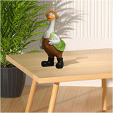 Cute Statues Garden Resin Couple Duck Statue Standing Goose Sculpture Backyard Decor(Green)