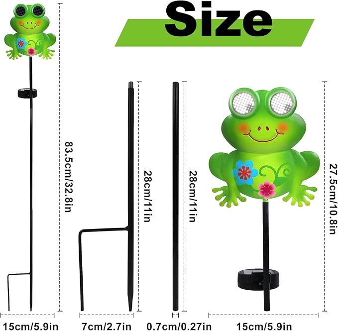 Rngmsi Garden Solar Lights Dynamic Eyes, Frog Solar Garden Lights Stake Outdoor Decorations, LED Lighting Frog Gifts for Patio Yard Pathway Lawn Ornaments