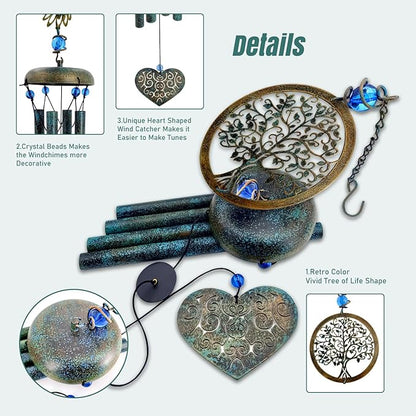 ASTARIN Wind Chimes Outside Unique Tree of Life Wind Chime All Metal Wind Chimes for Love One Gifts for Mom, Grandma, Daughter, Decoration for Home, Garden, Patio, Backyard(29”)