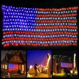 Decute American LED Flag Net Lights - 420 LED 4th of July Decorations Outdoor Lighted Flag String Lights of The United States for Memorial Day Yard Garden Festival Holiday Party