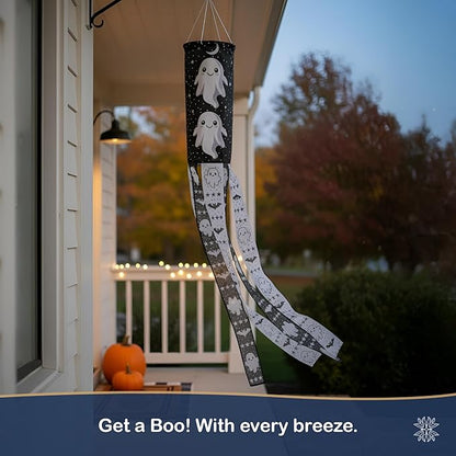 Madrona Brands Halloween Ghost Fall Windsock | Durable Outdoor Hanging Wind Sock Decoration | Yard, Porch, Lawn | 48 Inch