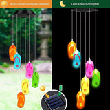Wonderjune Tropical Beach Themed Slipper Solar Wind Chimes Flip Flop Outdoor Summer Beach Decorations Lights Mobile Wind Chime LED Lights for Garden Patio Yard Porch Hawaii Party Gifts