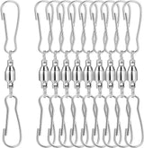 TecUnite 10 Pack Swivel Hooks Clips Smooth Spinning Dual Clip Hanging Windsock Wind Spinners Wind Chimes Crystal Twisters Party Supply