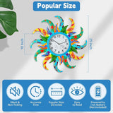Large Blue Sun Outdoor Clock with Thermometer and Hygrometer Combo, Silent No-Ticking Outdoor Wall Clock, Waterproof Quartz Clock for Patio, Living Room, Kitchen, Garden, 25 Inch