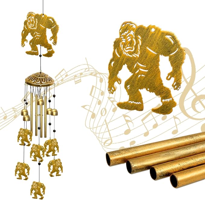 Bigfoot Wind Chimes for Outside, Metal Big Foot Sasquatch Wind Chime Outdoor Indoors with S Hook Hanging Home/Front Porch/Patio/Garden Decor, Unique Housewarming Birthday Memorial Gifts Unisex