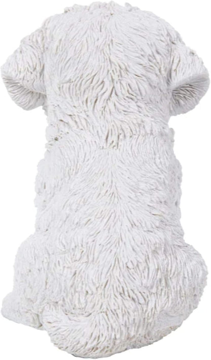 6.75" White and Black Outdoor Maltese Puppy Figurine
