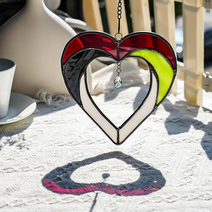 Heart Stained Glass Suncatchers for Windows Hangings,Heart Sun Catcher Decor Crystal Bead Ornaments,Home Decor,Birthday Gift for Men,Women,Father,Grandpa,Grandma