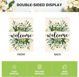 AVOIN colorlife Spring Summer Floral Welcome House Flag 28x40 Inch Double Sided Outside, Eucalyptus Seasonal Farmhouse Yard Outdoor Flag