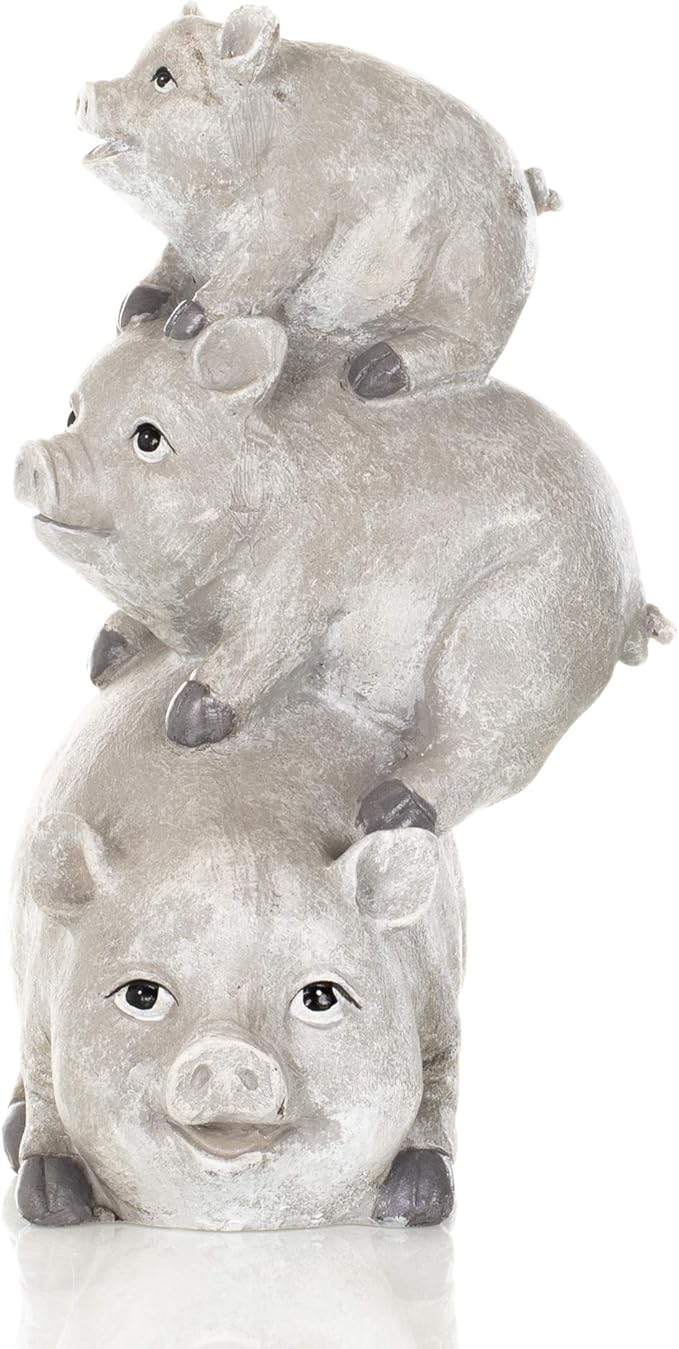 Garden items - 11658 Pigs Garden Statue, one Size, Light Gray