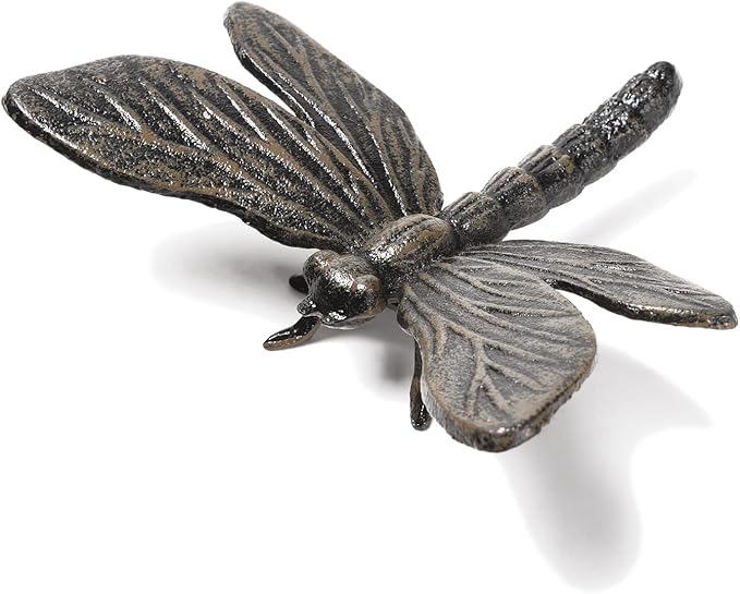 BRASSTAR Cast Iron Dragonfly Statue Delicate Modelling Interior and Exterior Decoration Suitable for Placing Study Garden Lawn Balcony TQGJPT432