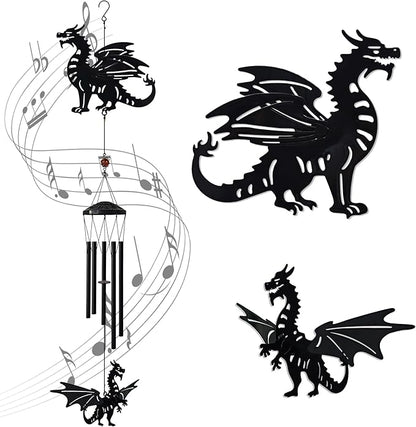 41" Adjustable Dragon Wings Wind Chimes for Outside Large Metal Wind Chime with Deep Tone,Black Matte Finish,Fantasy Outdoor,Indoor Decorative Windchimes,Unique Gift for Dragon Year & Fantasy Lovers