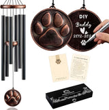 Dog Memorial Gifts for Loss of Dog, 32" Pet Memorial Vintage Wind Chimes with DIY Embossed DogPaw Pendant, Pet Passing Away Sympathy Remembrance Gift