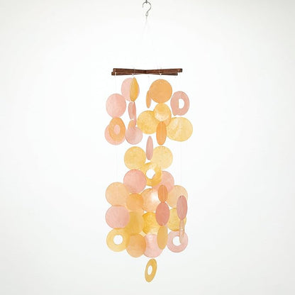 Woodstock Wind Chimes for Outside, Garden, Patio, Porch and Outdoor Decor (27'') Sunlit Bay Capiz Wind Chimes (C300)