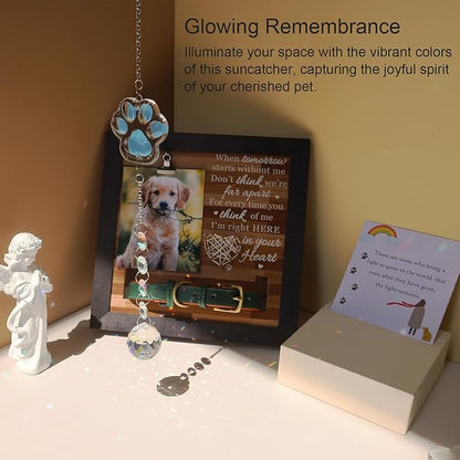 Dog Memorial Gifts for Loss of Dog, Pet Loss Sympathy Gift, Pet Memorial Suncatcher for Car/Window Hanging Ornament Pet Memorial Gifts for Dogs/Cats