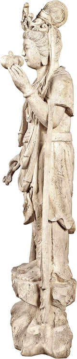Design Toscano Guan-Yin Patroness of Compassion Asian Decor Outdoor Garden Statue, 54 inches Tall, Fiberglass Cast Stone Resin, Limestone Finish