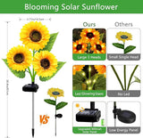 Solar Garden Lights Outdoor, 5 Pack Sunflower Lights with 15 Large Sunflower, Waterproof Garden Decor, Birthday Gifts for Mom Grandma, Decorative Solar Flowers for Pathway Patio Yard Fall Decorations
