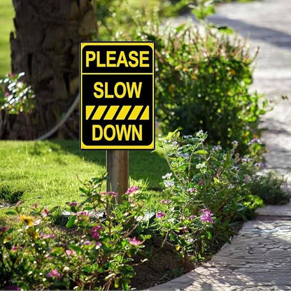 Generic Warning Signs Please Slow Down Sign Aluminum Yard Signs 8x12 Inches Garden Sign for Patio,Home, Industrial Sign Outdoor Safety Sign for Street Neighborhood Driveway