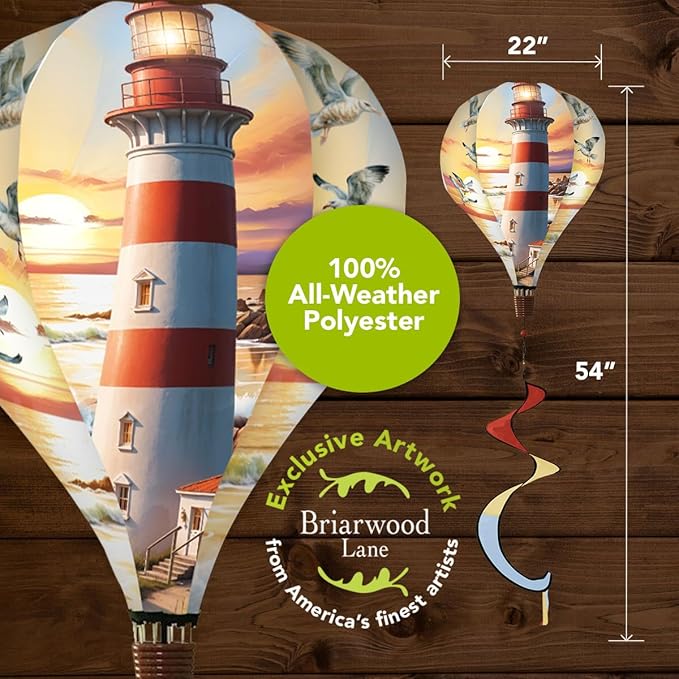 Briarwood Lane Lighthouse At Sunset Hot Air Balloon Spinner