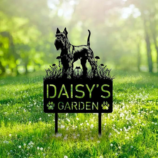 Custom Giant Schnauzer Dog Metal Memorial Garden Stake Personalized Pet Grave Marker Name Sign Remembrance Stake Decor Sympathy Dog Loss,Outdoor Statues for Yard Garden Lawn Patio Pathway Grave.