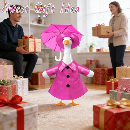 3 Pcs/Set Raincoat Porch Goose Outfits,Summer Lawn Goose Statue Raincoat Costume,Goose Clothes for Summer Outdoor Patio Yard Lawn Garden Decoration(Pink)
