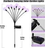 ZFNN Solar Garden Lights 16 LEDs, Purple, 2 Pack 8 Heads, Outdoor Waterproof, Swaying Firefly Lights for Yard, Patio, Pathway, Lawn Decorations