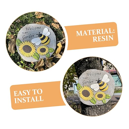 Milisten Outdoor Decorative Resin Stepping Stone Unique Footstep Design for Garden Pathway Weather-Resistant Accent for Lawn and Patio Decor and Sunflower Theme