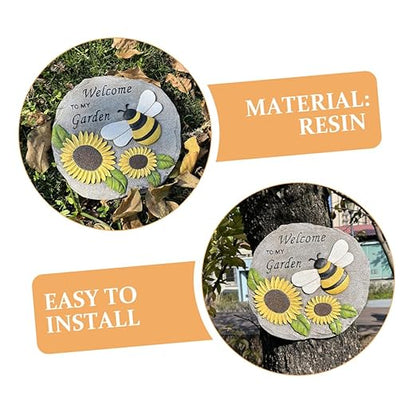 Milisten Outdoor Decorative Resin Stepping Stone Unique Footstep Design for Garden Pathway Weather-Resistant Accent for Lawn and Patio Decor and Sunflower Theme