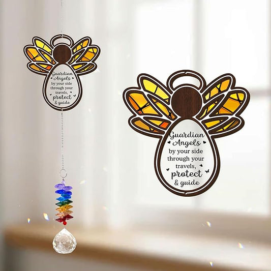 2 Layered Ornament Suncatcher - Guardian Angel Ornament - Unique Keepsake - Sympathy Presents - Rainbow Remembrance - Mother's Day Father's Day Birthday Gifts for Women, Men